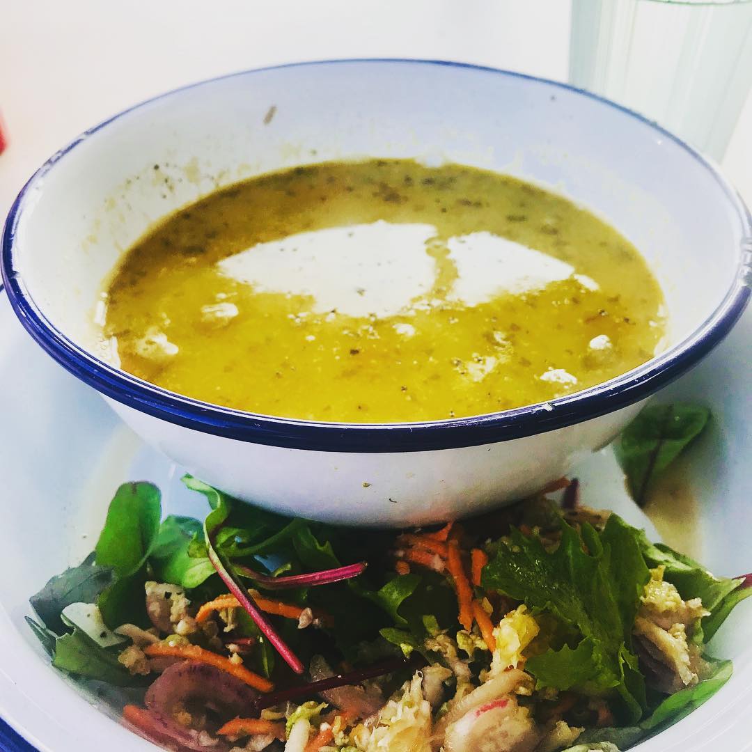 When ordering some lovely veggie soup, ask for salad instead of bread! #fibre #health #weightloss