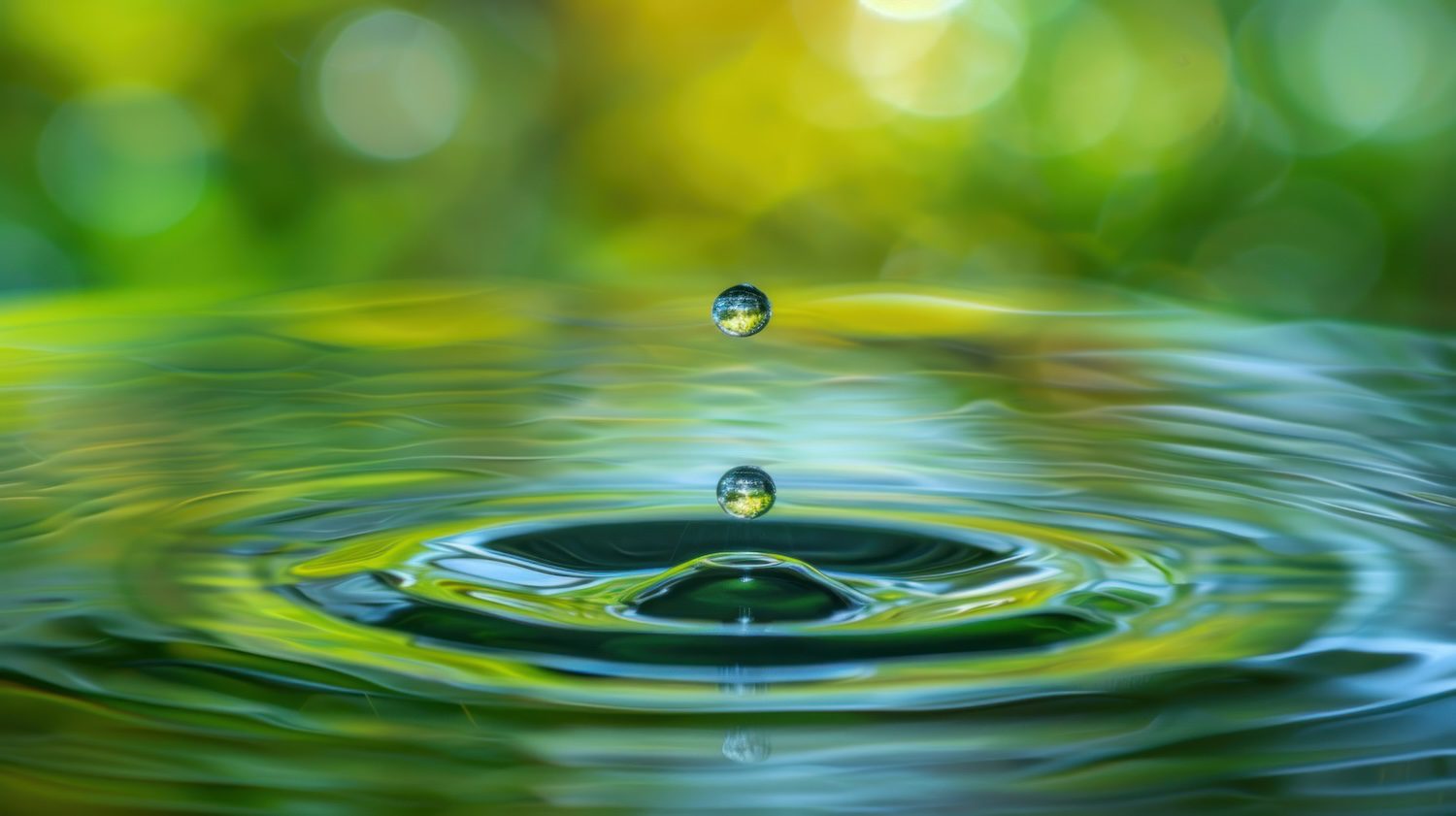 A,Water,Drop,Falling,Into,Calm,Water,Creating,Ripples,And