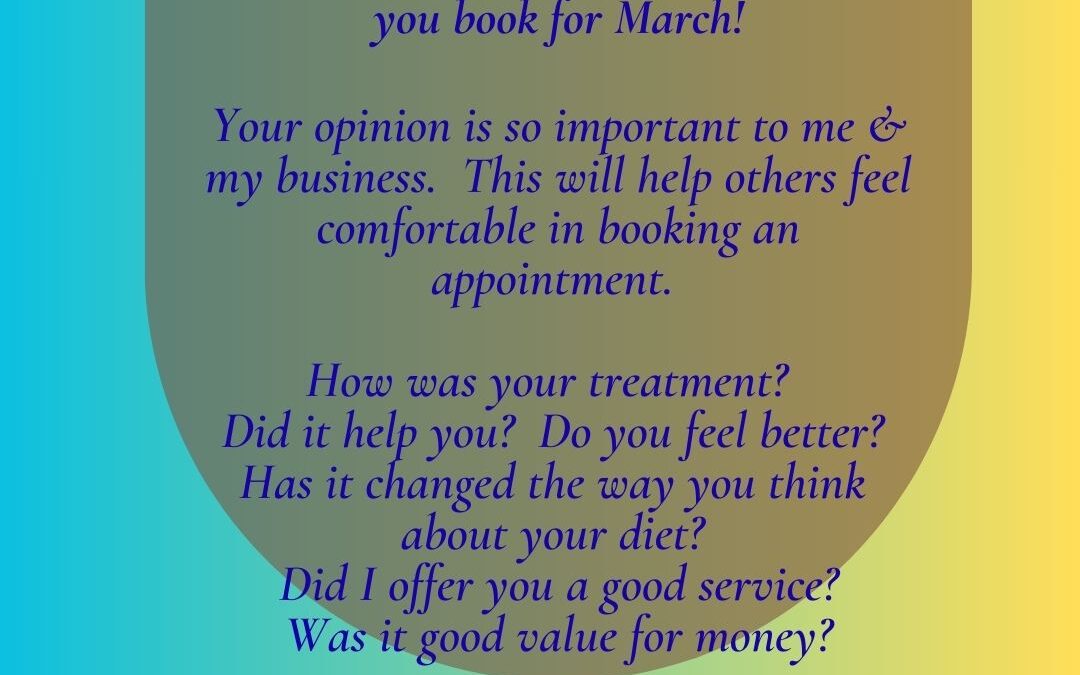 Write a Google Review and receive £20 off your colonic in March