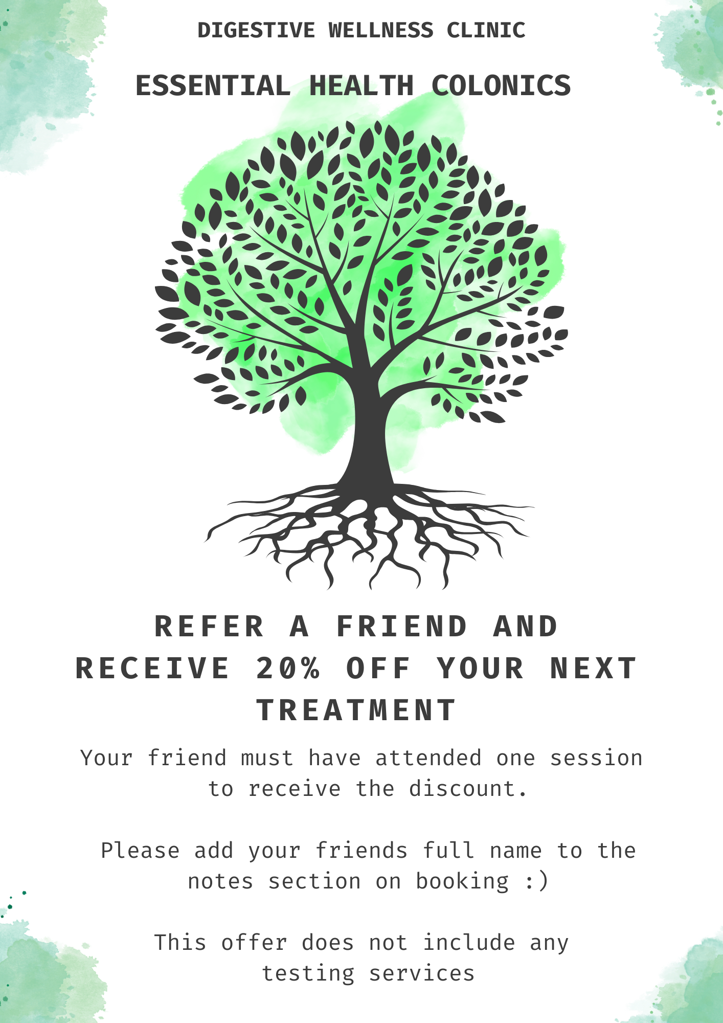 Refer a friend with Essential Health Colonics!